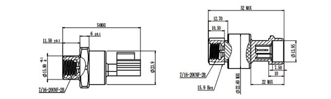 RPT233S 0~20MPa Packard Yazaki 1%FS HAVC sistemi için seramik basınç sensörü 2