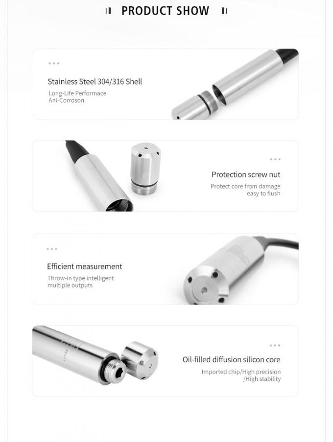 Rujia 4-20ma Denizaltı Sıvı Seviyesi Sensörü Göstericisi Göndericisi Kanalizasyon Suyu Arıtma için Hidrostatik Su Seviyesi Sensörleri 2